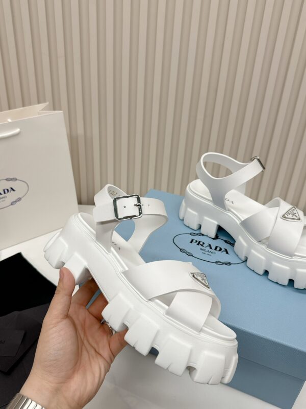 sy_no_C9ADD3A02F6444BB0F83DC03424EDD43_3 Prada White Triangle Logo Gear Platform Sandal