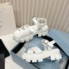 sy_no_C9ADD3A02F6444BB0F83DC03424EDD43_4 Prada White Triangle Logo Gear Platform Sandal