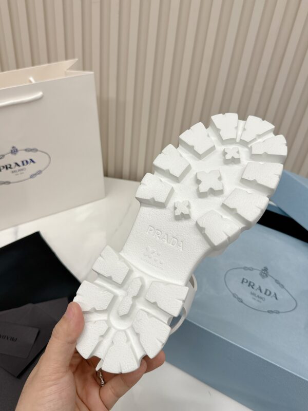 sy_no_C9ADD3A02F6444BB0F83DC03424EDD43_8 Prada White Triangle Logo Gear Platform Sandal
