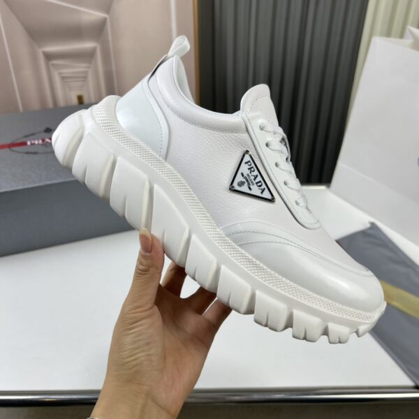 Prada White Pebbled Leather Chunky Dad Sneaker