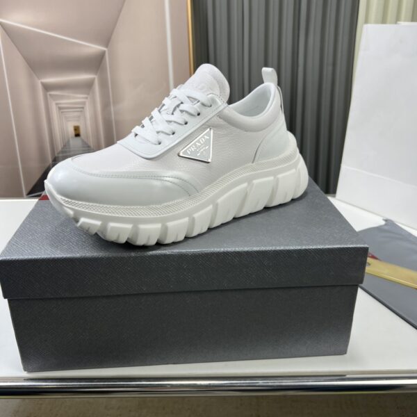 Prada White Pebbled Leather Chunky Dad Sneaker