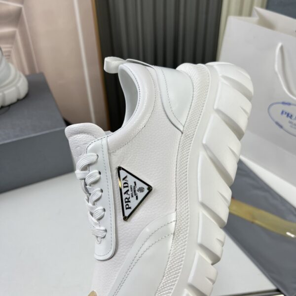Prada White Pebbled Leather Chunky Dad Sneaker