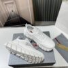 Prada White Pebbled Leather Chunky Dad Sneaker