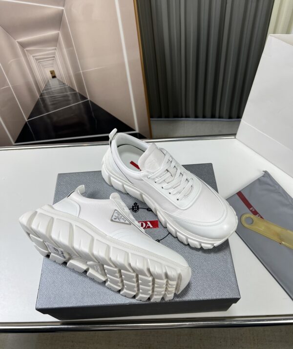 Prada White Pebbled Leather Chunky Dad Sneaker
