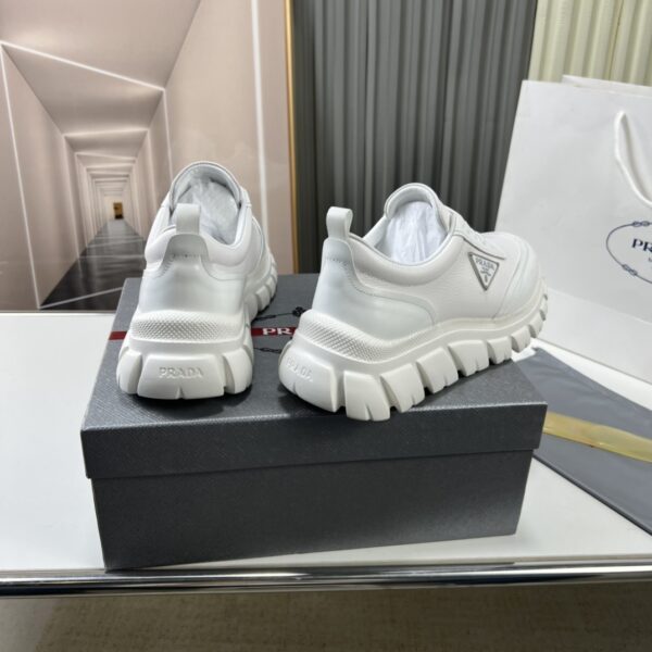 Prada White Pebbled Leather Chunky Dad Sneaker