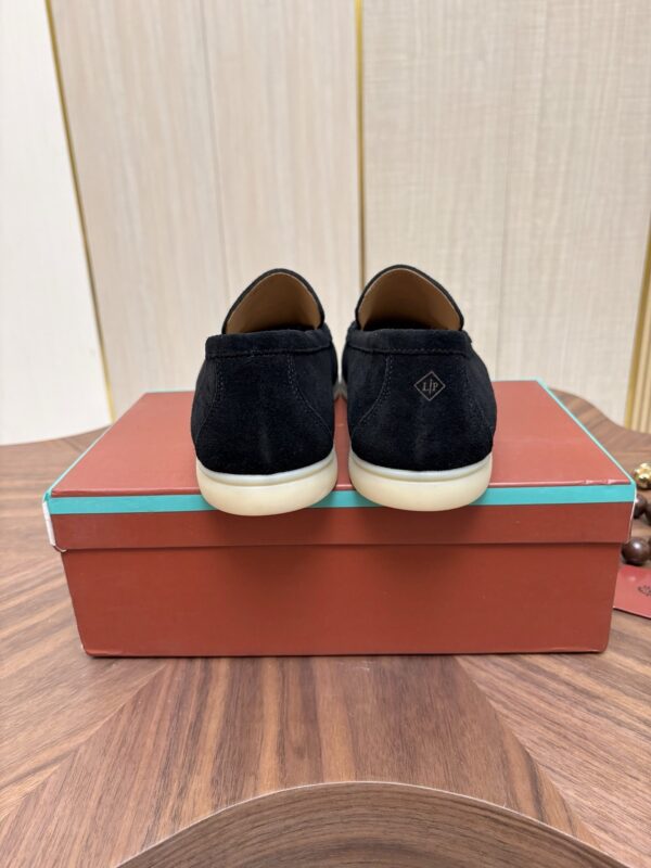 sy_no_CA6AC1A3388513C577A79FE101698881_8 Loro Piana Black Suede Metal-Buckle Loafers