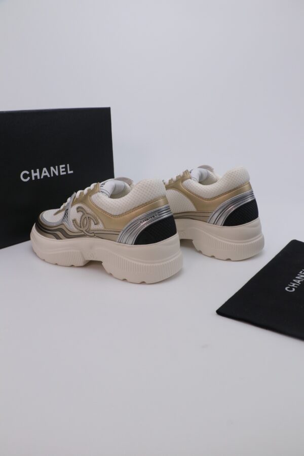 Chanel Wave-Panel Mesh Trainer White-Mesh-Champagne-Gold