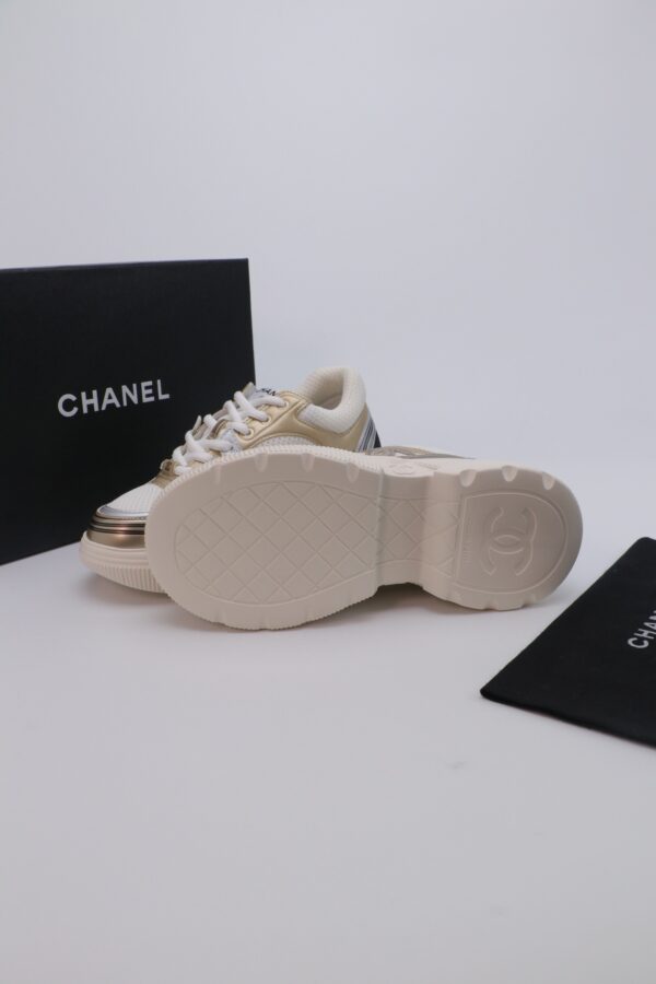 Chanel Wave-Panel Mesh Trainer White-Mesh-Champagne-Gold
