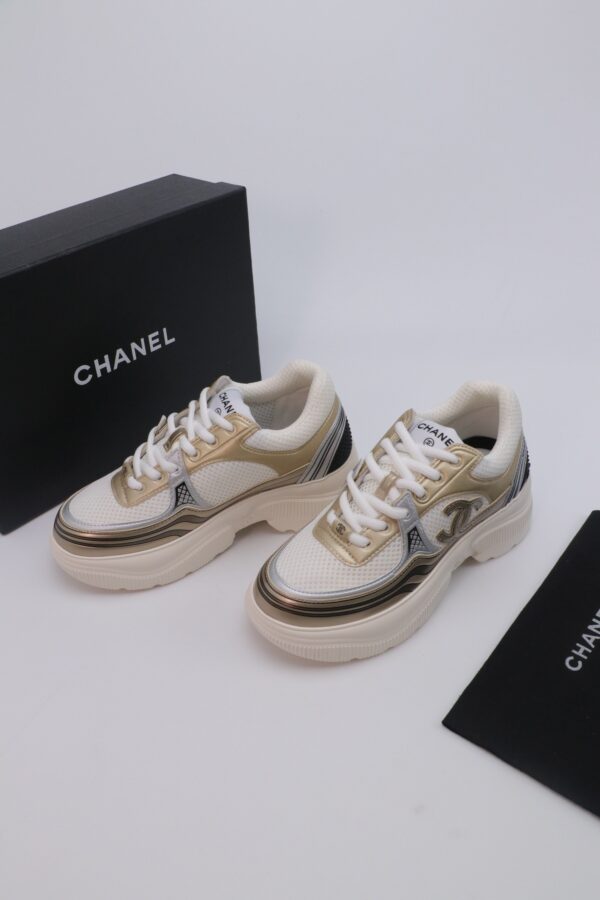 Chanel Wave-Panel Mesh Trainer White-Mesh-Champagne-Gold