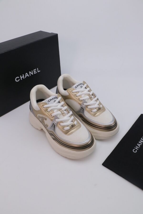 Chanel Wave-Panel Mesh Trainer White-Mesh-Champagne-Gold