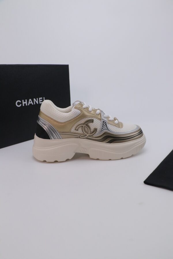 Chanel Wave-Panel Mesh Trainer White-Mesh-Champagne-Gold