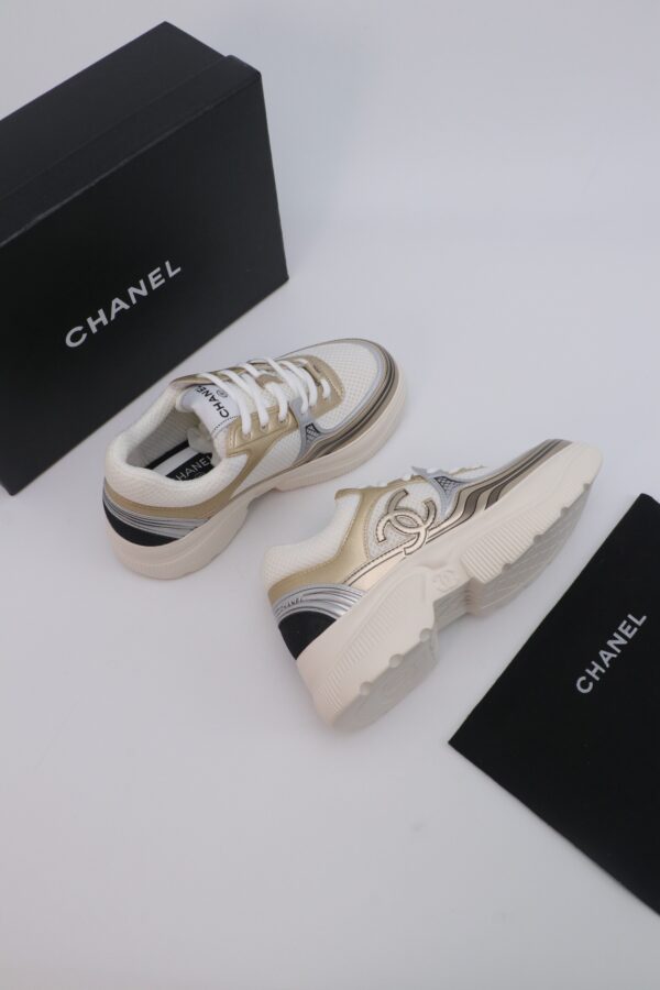 Chanel Wave-Panel Mesh Trainer White-Mesh-Champagne-Gold