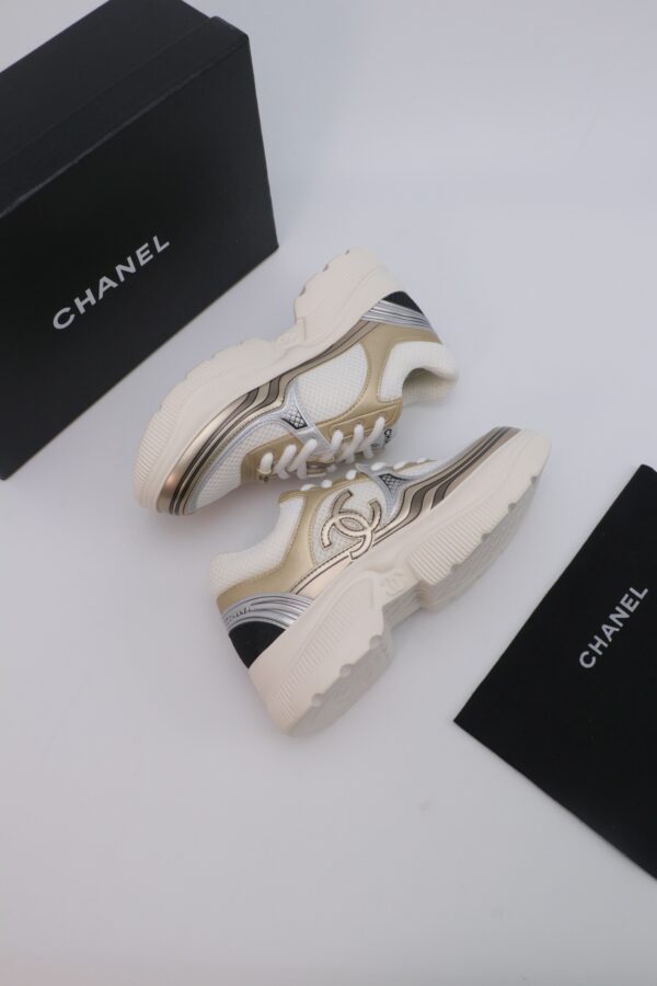 Chanel Wave-Panel Mesh Trainer White-Mesh-Champagne-Gold