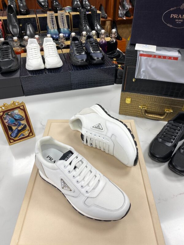 sy_no_CC93027CCC24BD9EB1C3D07F0C664549_2 Prada White Mesh Leather Triangle Trainer