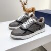 Dior Grey Pebbled Leather Embossed Oblique Low-Top Sneaker