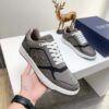 Dior Grey Pebbled Leather Embossed Oblique Low-Top Sneaker