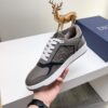 Dior Grey Pebbled Leather Embossed Oblique Low-Top Sneaker