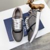 Dior Grey Pebbled Leather Embossed Oblique Low-Top Sneaker