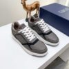 Dior Grey Pebbled Leather Embossed Oblique Low-Top Sneaker