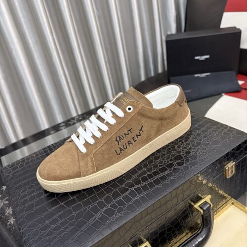 Saint Laurent Brown Suede Low-Top Sneaker