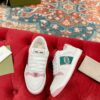 sy_no_CCC25340C232CDBDDCC485BCFE930C92_1 Gucci Screener Sneaker in White Leather with Pink & Green Details
