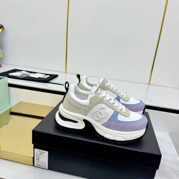 sy_no_CD43FE7E30FB18B3893F26055BAD64AC_1 Chanel Lavender, White and Grey Chunky Sneaker with CC Logo