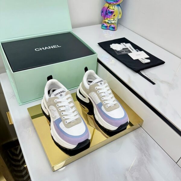 sy_no_CD43FE7E30FB18B3893F26055BAD64AC_4 Chanel Lavender, White and Grey Chunky Sneaker with CC Logo
