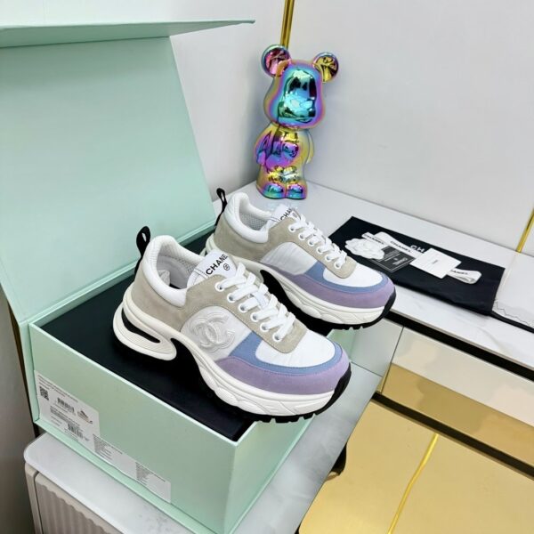 sy_no_CD43FE7E30FB18B3893F26055BAD64AC_5 Chanel Lavender, White and Grey Chunky Sneaker with CC Logo