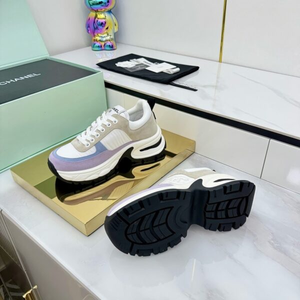 sy_no_CD43FE7E30FB18B3893F26055BAD64AC_7 Chanel Lavender, White and Grey Chunky Sneaker with CC Logo