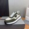 Prada White-Green Mesh Suede-Spliced Triangle Tag Low-Top Sneaker