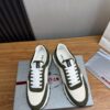 Prada White-Green Mesh Suede-Spliced Triangle Tag Low-Top Sneaker