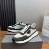 Prada White-Green Mesh Suede-Spliced Triangle Tag Low-Top Sneaker
