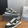 Prada White-Green Mesh Suede-Spliced Triangle Tag Low-Top Sneaker