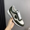 Prada White-Green Mesh Suede-Spliced Triangle Tag Low-Top Sneaker