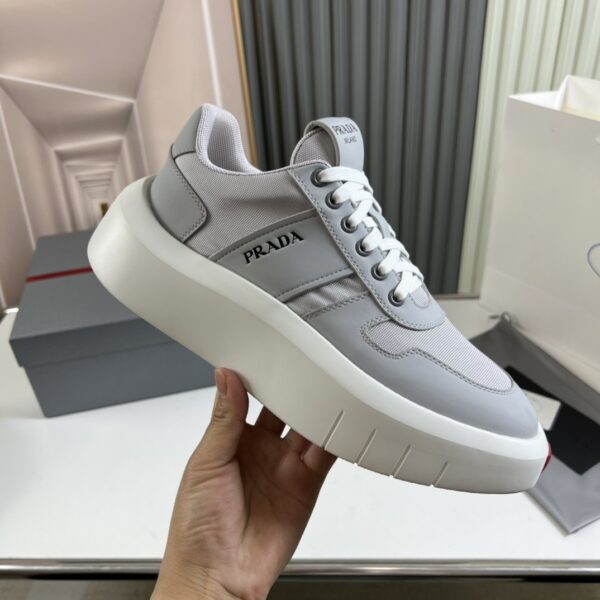 Prada Grey Mesh Leather Chunky Sole Sneaker