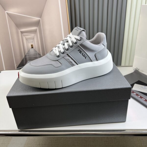 Prada Grey Mesh Leather Chunky Sole Sneaker