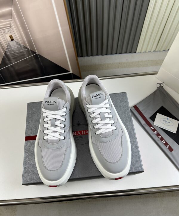 Prada Grey Mesh Leather Chunky Sole Sneaker