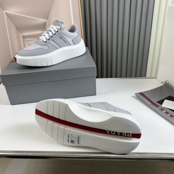Prada Grey Mesh Leather Chunky Sole Sneaker