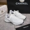 Chanel All-White Leather Low-Top Sneaker with Tonal CC Logo and White Outsole