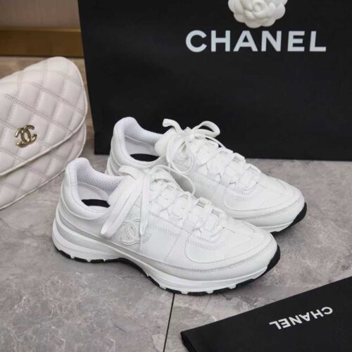 sy_no_CD9912E4E1C080DD6E66B53BF8319683_0 Chanel All-White Leather Low-Top Sneaker with Tonal CC Logo and White Outsole