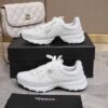 Chanel All-White Leather Low-Top Sneaker with Tonal CC Logo and White Outsole