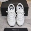 Chanel All-White Leather Low-Top Sneaker with Tonal CC Logo and White Outsole