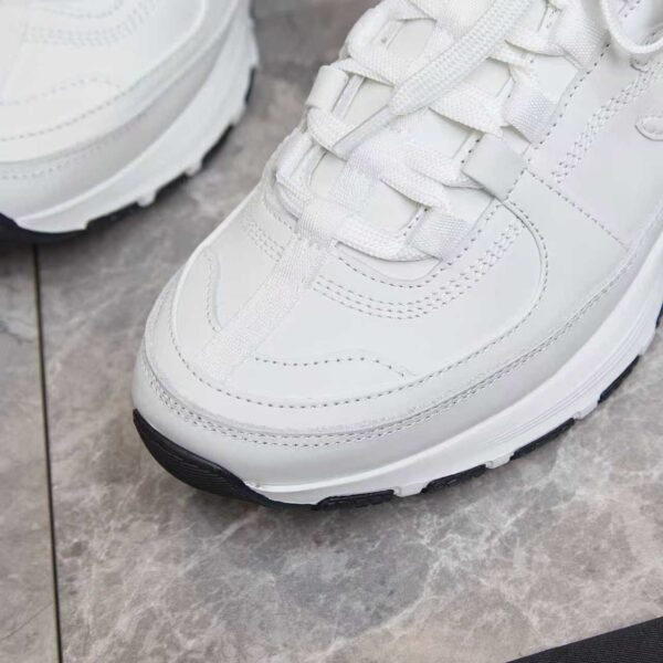 Chanel All-White Leather Low-Top Sneaker with Tonal CC Logo and White Outsole