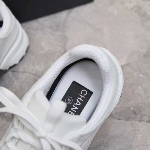 Chanel All-White Leather Low-Top Sneaker with Tonal CC Logo and White Outsole