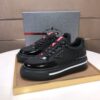 sy_no_CE1D3197B403FF3C2CA06A4D1C72B2FB_2 Prada Black Patent Mesh Red Tongue Platform Sneaker
