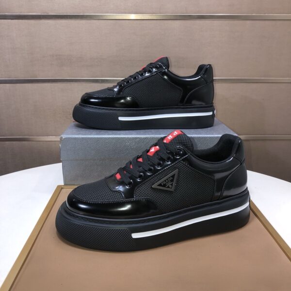 sy_no_CE1D3197B403FF3C2CA06A4D1C72B2FB_8 Prada Black Patent Mesh Red Tongue Platform Sneaker
