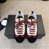 sy_no_CE4EAE4E3A6DFD8E8BDE72E1B996287E_0 Chanel Burgundy and Beige Low-Top Sneaker with Black Suede and CC Logo
