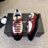 sy_no_CE4EAE4E3A6DFD8E8BDE72E1B996287E_1 Chanel Burgundy and Beige Low-Top Sneaker with Black Suede and CC Logo