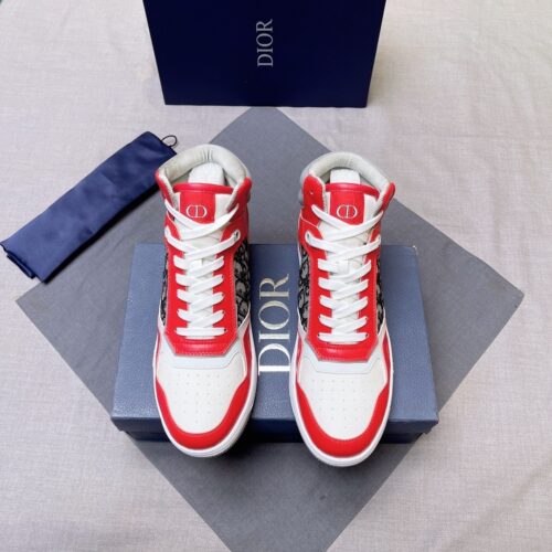 Dior Red-White Spliced B27 High-Top Sneaker