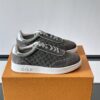 Louis Vuitton Dark Grey Monogram Print Silver-Heel Low-Top Sneaker